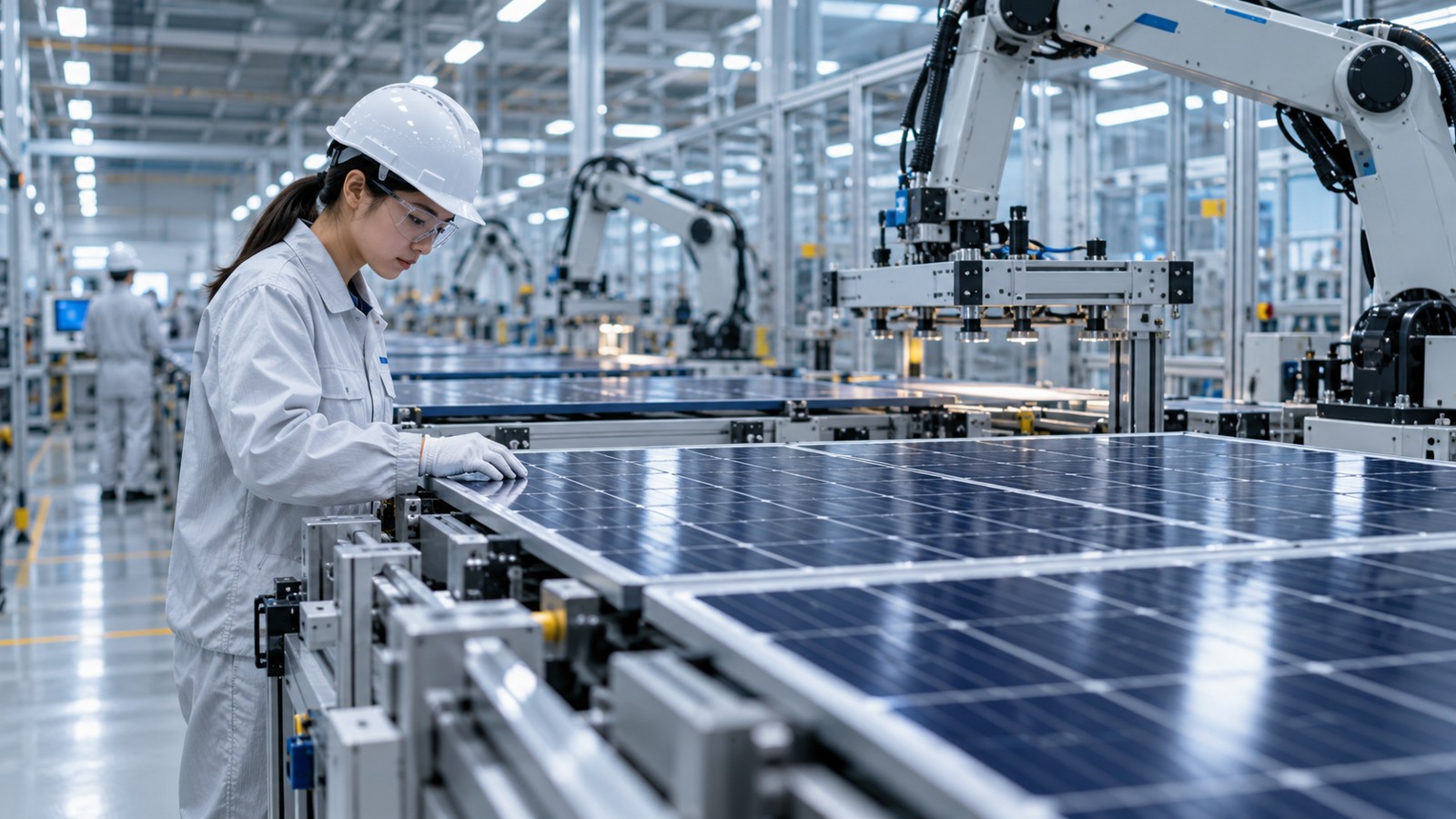 Imagen ilustrativa de fabricación de paneles solares en China